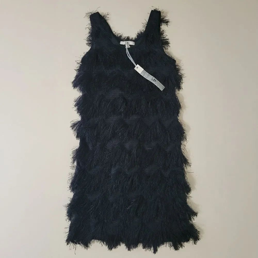 Ya Los Angeles Black Shaggy Chevron Tank Top Dress